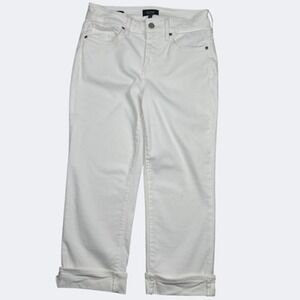 NYDJ Jeans Womens 4 White Marilyn Straight Lift Tuck‎ Stretch Denim MCFO2108